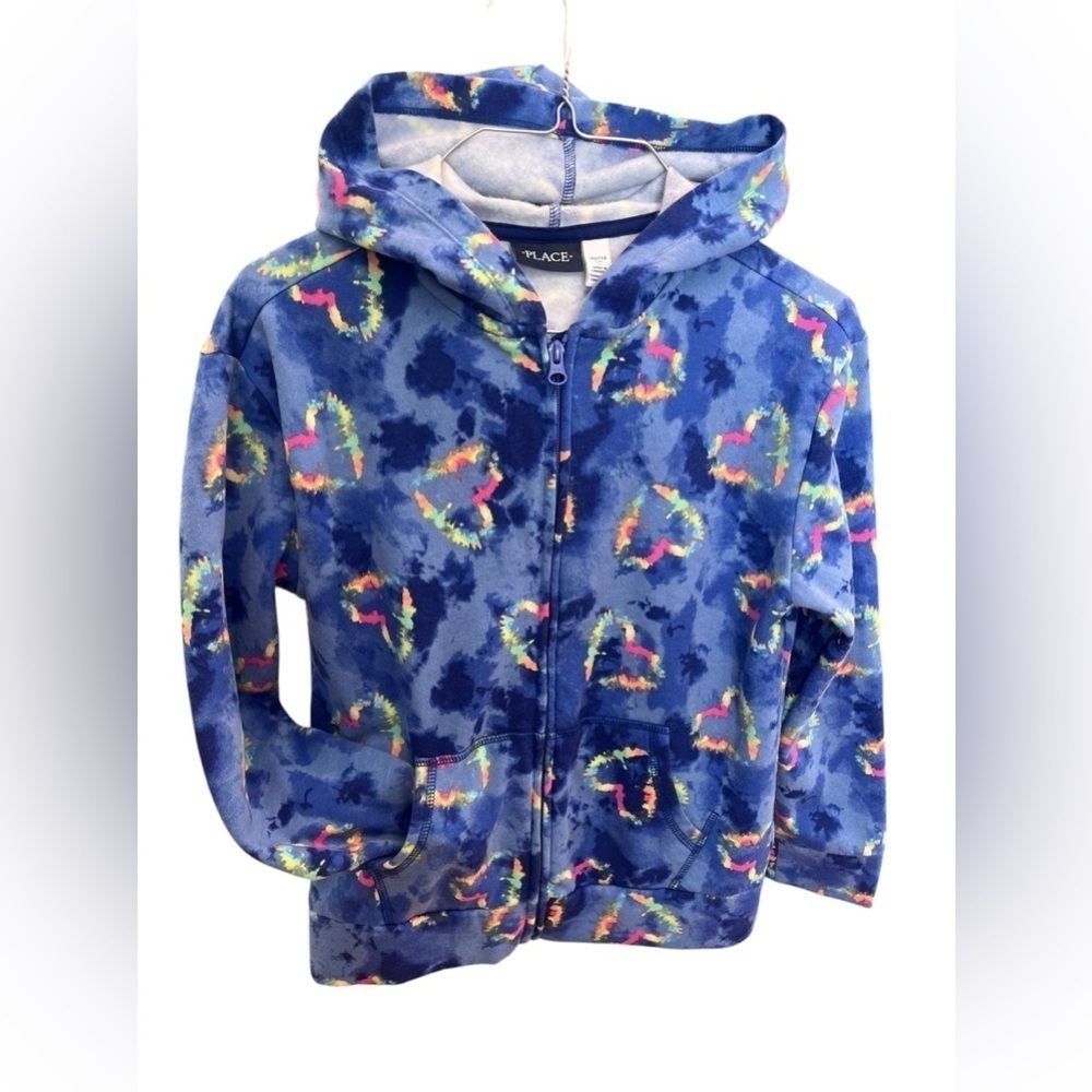 5 FOR $20 Place Blue Heart Tie Dye Camo Zip Hoodie Jacket BigKids Girls sz 10/12